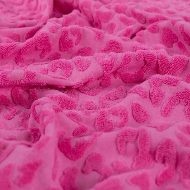 Jaquard Struktur Frottee - pink Leopard